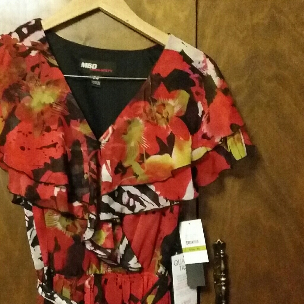NWT MISS SIXTY-RED Multi-colored Ruffled Dress - Picture 2 of 11